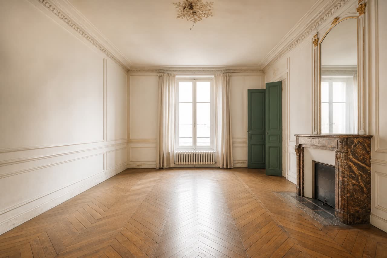 Appartement ancien avec parquet, moulures et cheminée